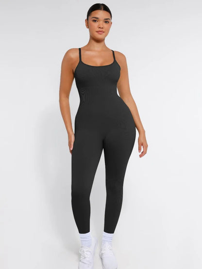 High Stretchy Seamless Sling Tummy Control Jumpsuit Removable Cup Pads